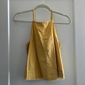 Yellow linen square neck tank
